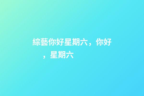 綜藝你好星期六，你好，星期六